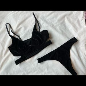 Urban outfitters ribbed velvet intimates set